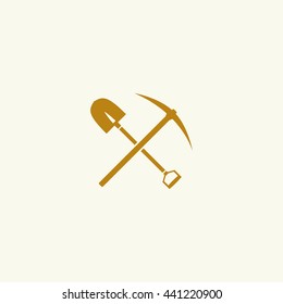Icon shovel with a pick-axe.