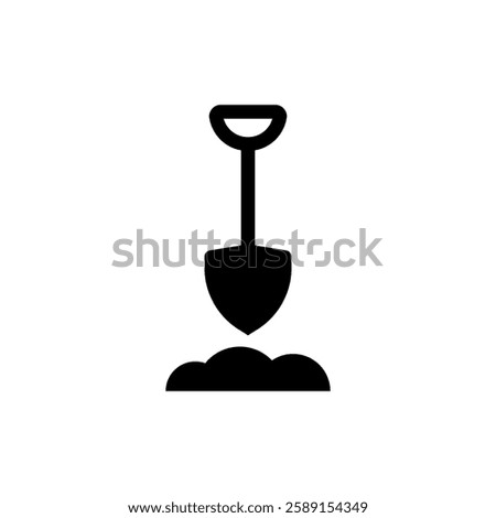 Icon of a shovel and a pile of ground. Vector isolated illustration on a white background.