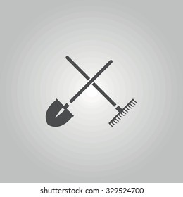 Icon shovels and rakes.