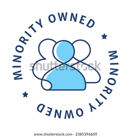 An icon showcasing a circular minority owned business seal, highlighting ownership diversity, inclusivity, and the certification of being a minority enterprise.
