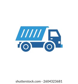 Icon showcasing a dump truck emphasizing material delivery.