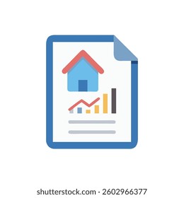 Icon showcasing housing market report emphasizing financial insights.
