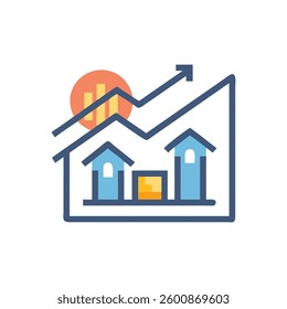 Icon showcasing real estate trends emphasizing investment strategy.