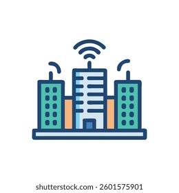 Icon showcasing a smart city emphasizing sustainable practices.
