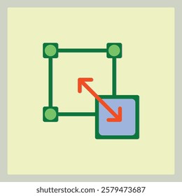 Icon showcasing the stretching or scaling of a graphic element with directional arrow