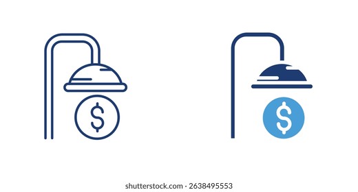 Icon of a shower head with a dollar symbol, representing water conservation and reduced utility usage.