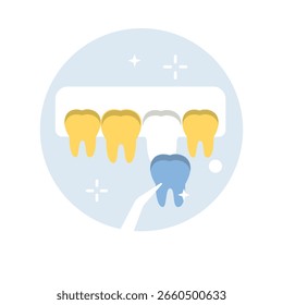 Ícone mostrando a aplicação de um folheado para melhorar a aparência dos dentes.
