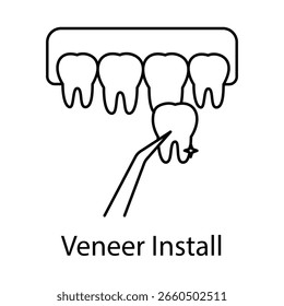 Ícone mostrando a aplicação de um folheado para melhorar a aparência dos dentes.