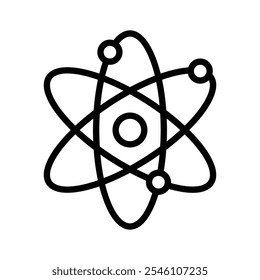 Icon showing an atom, with electrons orbiting the nucleus, representing physics