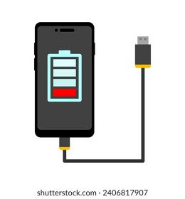 Icon showing battery charge, phone charge level, Vector illustration