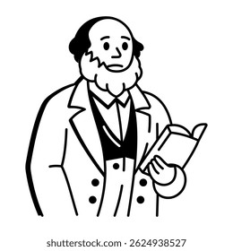 An icon showing a biologist illustrated in hand drawn style