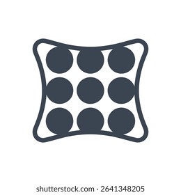 Icon showing decorative pillow with nine circular dot pattern