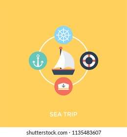 
An icon showing different marine tools used for sailing ship, depicting e trip 
