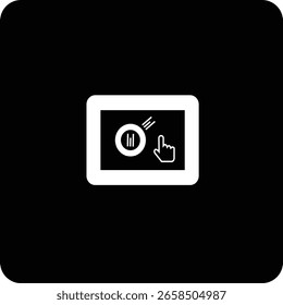 Ícone mostrando um toque manual com gráfico, ideal para painéis interativos ou teste de interface do usuário.	