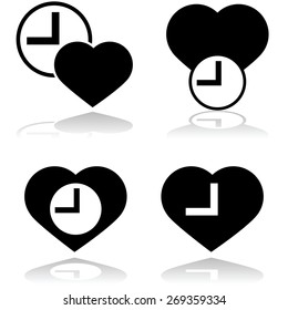 Icon showing a heart and a clock to symbolize heart rate