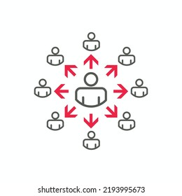Icon Showing Infected People Using Contact Tracing to Contain the Spread of the CoronaVirus. Contact Tracing Covid-19 concept.