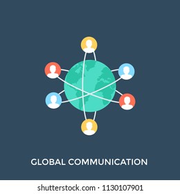 
An icon showing interconnection with  different networks at a  time representing the concept of global communication.

