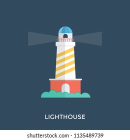 
An icon showing light house with tower emitting light to direct marines. 

