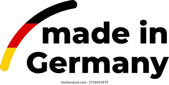 Icono que muestra la etiqueta hecha en Alemania con los colores nacionales alemanes y el diseño elegante del movimiento