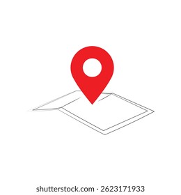 Icon showing map paper with location pin