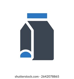 Icon showing milk carton container with  cap and label