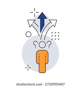 Symbol, das mehrere Entscheidungspfade anzeigt, die Führungskräfte vor der Wahl der optimalen Richtung bewerten.