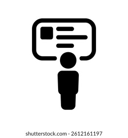 Icon Showing a Person Delivering a Presentation with Visual Aids Up