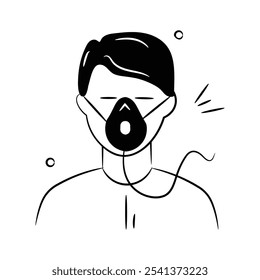 An icon showing a person receiving oxygen therapy through a mask.