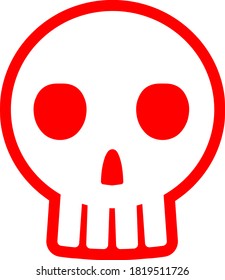 Icono que muestra un cráneo rojo