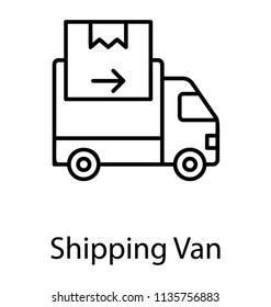 
An icon showing shipping van loaded with a package and arrow directing in straight route 
