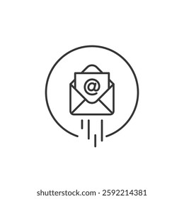 An icon showing a simple envelope with. This minimalist design is used in digital interfaces to signify email functions, promoting intuitive navigation