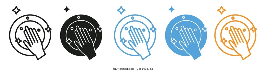 Icon Showing Sparkling Clean Dishes and Tableware After Washing