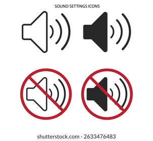 Ícone mostrando alto-falante com ondas de som (ativado) e alto-falante com uma linha através dele (sem áudio).