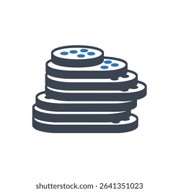 Icon showing stacked fresh cucumber slices with blue seed details
