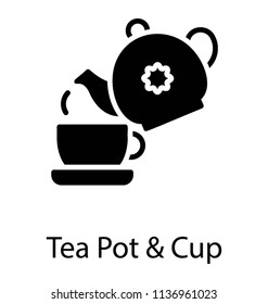 An icon showing teapot pouring tea into cup  