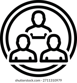 Symbol, das drei Personen innerhalb eines Kreises zeigt