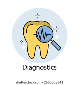 Symbol, das für die zahnärztliche Diagnose verwendete Werkzeuge oder Bildmaterial anzeigt, z. B. Röntgenbilder oder digitale Scans.