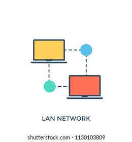 
An icon showing two computers interacting in a limited range representing LAN network.
