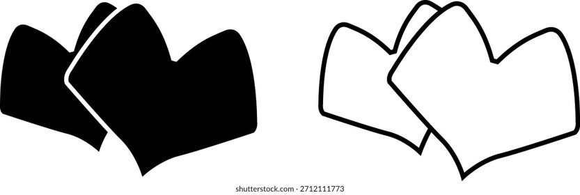 Icono que muestra dos Conjuntos de manos en blanco y negro que representan la conexión o la Asistencia en un estilo abstracto