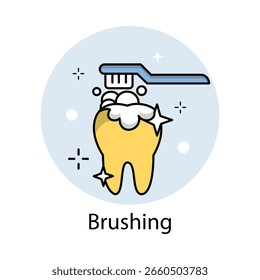 Icono que muestra el uso de un cepillo de dientes para limpiar los dientes.