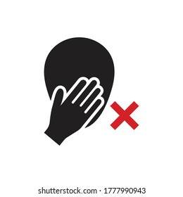 Icon showing warning sign designed to remind people not to touch their face