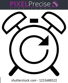 Icon shows an alarm clock. Suitable for all devices, SEO, SMM, UX. Pixel precise design. Perfect for use in presentations, analytical reports, branding and many other. Use it on any surface