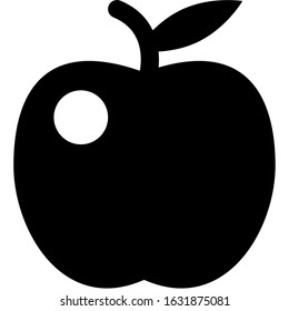 Icon shows an apple with a leaf on a handle of the apple. Pixel precise design. Suitable for all devices, SEO, SMM, UX. Perfect for use in branding, presentations, analytical reports
