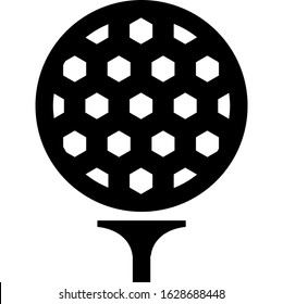 Icon shows a ball for playing golf on the stand. Pixel precise design. Suitable for all devices, SEO, SMM, UX. Perfect for use in presentations, analytical reports, branding
