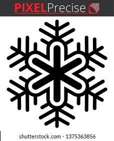 Icon shows a beautiful snowflake. Pixel precise design. Suitable for all devices, SEO, SMM, UX. Perfect for use in presentations, analytical reports, branding and many other