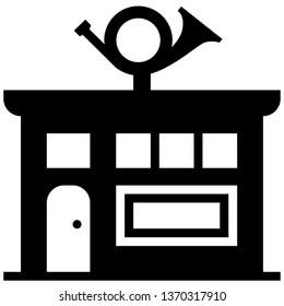 Icon shows a building of post. Pixel precise design. Suitable for all devices, SEO, SMM, UX. Perfect for use in presentations, analytical reports, branding and many other. Use it on any surface