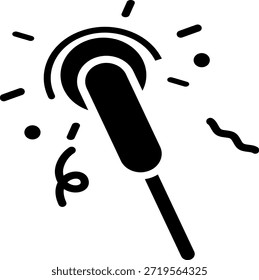 The icon shows a burning firework stem, on celebration and festive light.