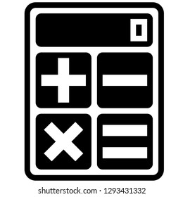 Icon shows a calculator. Pixel precise design. Suitable for all devices, SEO, SMM, UX. Perfect for use in presentations, analytical reports, branding. Use it on any surface