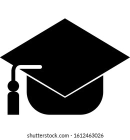 The icon shows the cap of a graduate student. Pixel precise design. Suitable for all devices, SEO, SMM, UX. Perfect for use in presentations, analytical reports, branding