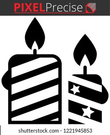 Icon shows a christmas candles. Pixel precise design. Suitable for all devices, SEO, SMM, UX. Perfect for use in presentations, analytical reports, branding and many other. Use it on any surface